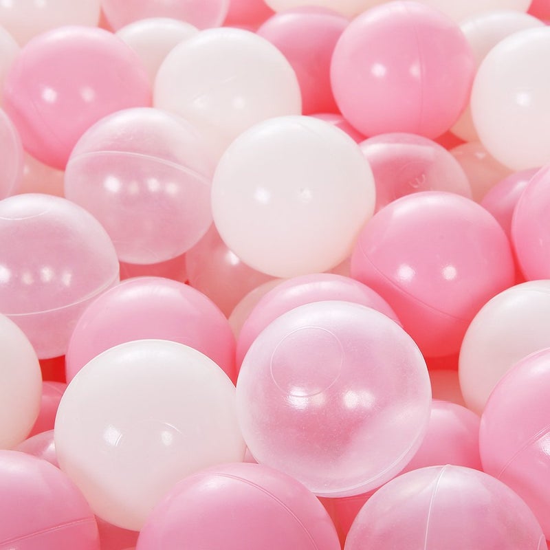 PlayMaty 100 Pieces Colorful Pit Balls Phthalate Free BPA Free Plastic Ocean Balls Crush Proof Stress Balls for Kids Playhouse Ball Pit Pool Accessories 2.1 Inches (100 Balls-Pink) - Image 2